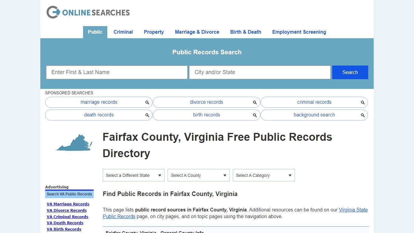 Fairfax County, Virginia Public Records Directory
